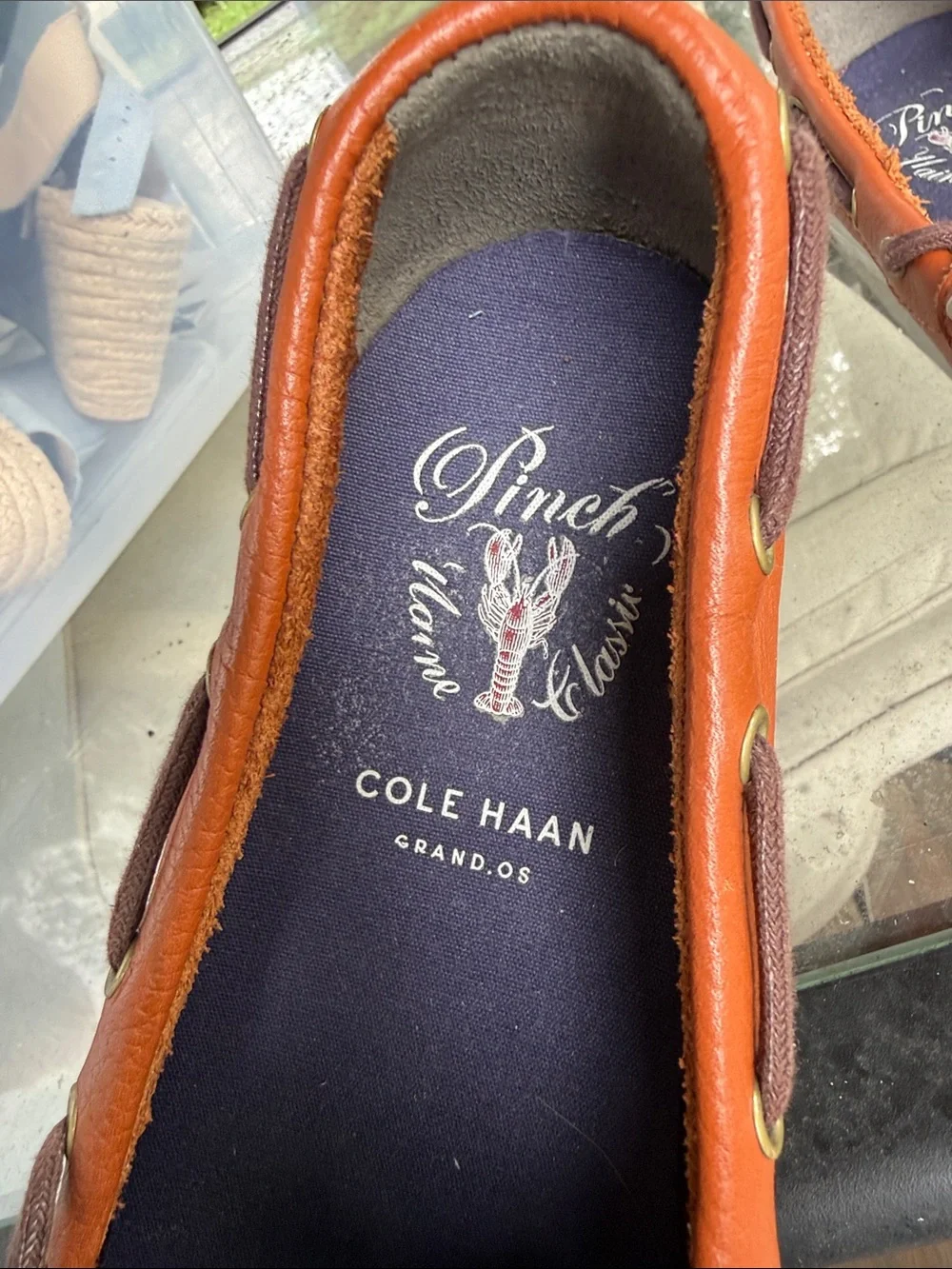 Cole Haan Men's Tan Leather Boat Shoes with Brown Laces